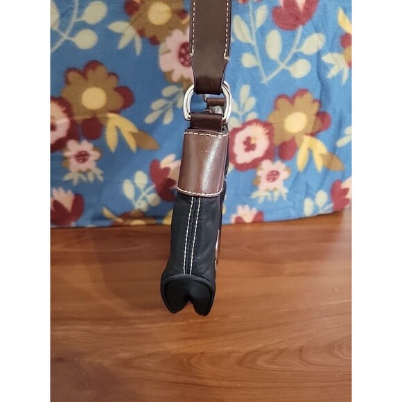 Vtg. Dooney & Bourke Wayfarer All Weather Nylon & Leather Purse — Black/Brown - Picture 2 of 9